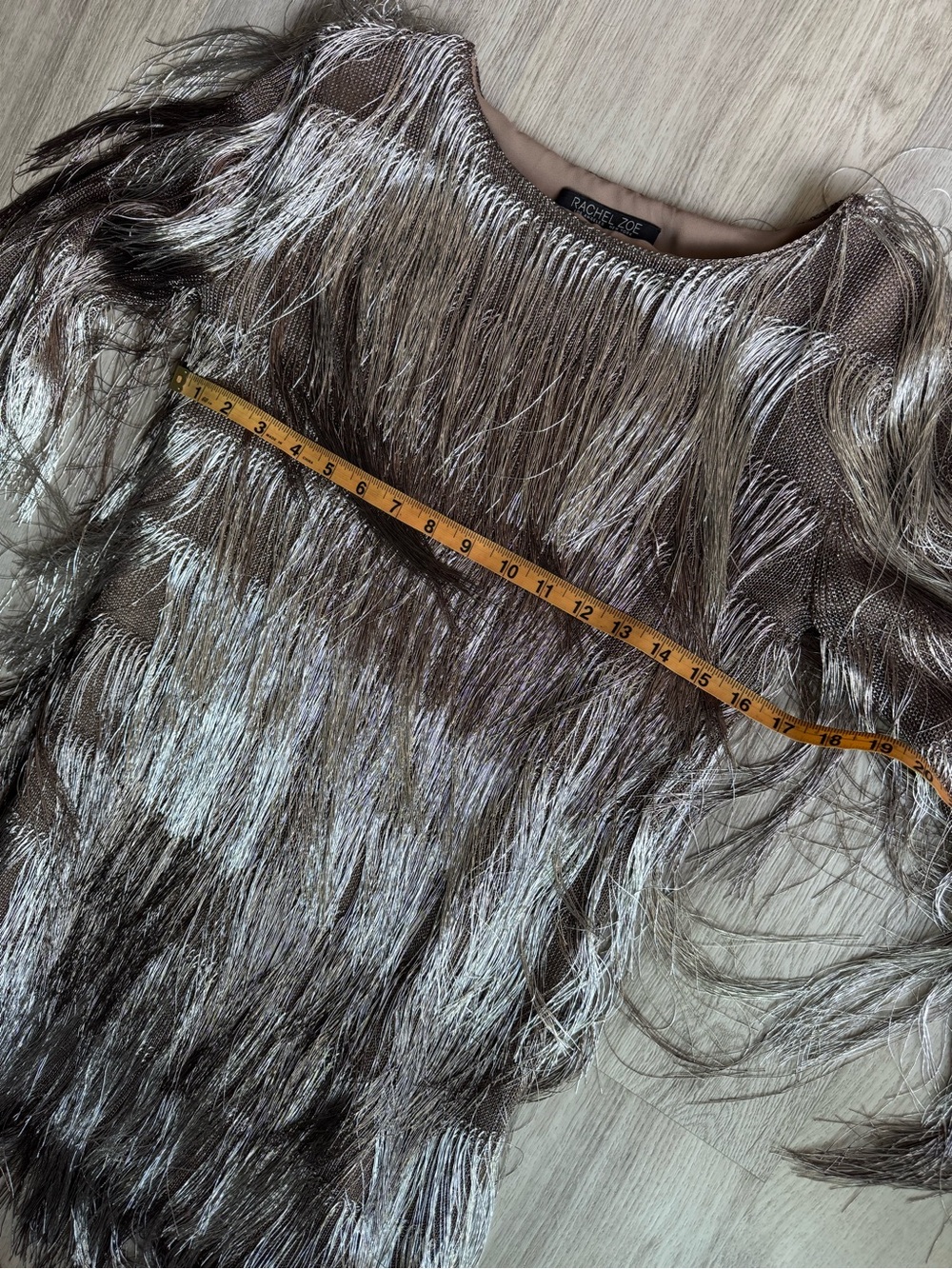 Rachel Zoe Free People Ballina Platinum Metallic Fringe Flapper Mini Dress XS - Picture 8 of 10